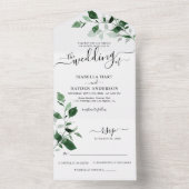 Emerald Greenery Botanical Wedding Details RSVP All In One Uitnodiging (Binnen)