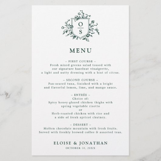 Emerald Greenery Botanisch Trouwmenu (Voorkant)