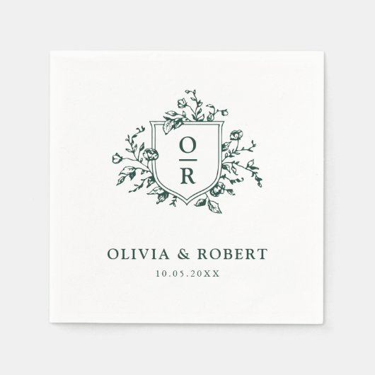 Emerald Greenery  Botanische Bloemen Huwelijk Servet (Voorkant)