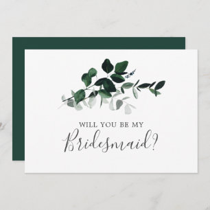 Emerald Greenery Bridesmaid proposal Kaart