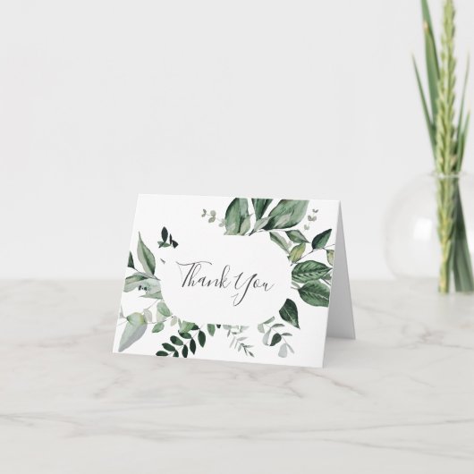 Emerald Greenery Carte de remerciements (Devant)
