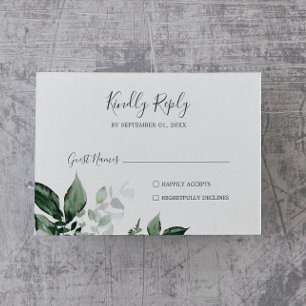 Emerald Greenery Carte RSVP de mariage horizontal