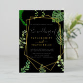 Emerald Greenery | Casual goudolieruwbinding Folie Uitnodiging (Staand Voorkant)