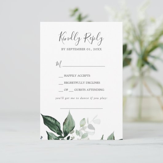 Emerald Greenery Chanson Demande de mariage Carte (Debout devant)
