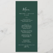 Emerald Greenery Coordonnées Dîner Mariage Menu (Devant)