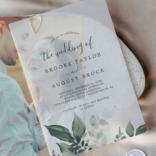 Emerald Greenery Eucalyptus Boho Mountain Wedding Vellum Uitnodigingen