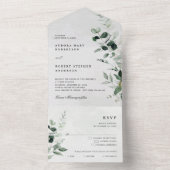 Emerald Greenery Eucalyptus Botanical Wedding All In One Uitnodiging (Binnen)