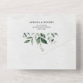 Emerald Greenery Eucalyptus Botanical Wedding All In One Uitnodiging (Achterkant)