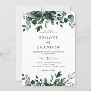 Emerald Greenery Eucalyptus Botanical Wedding Invi Kaart