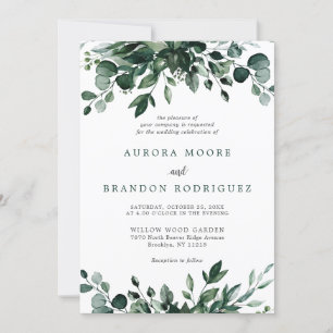 Emerald Greenery Eucalyptus Botanical Wedding Invi Kaart