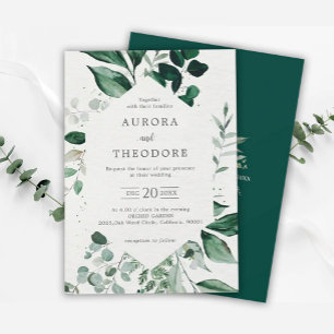 Emerald Greenery Eucalyptus Botanical Wedding Kaart