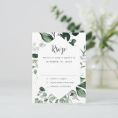 Emerald Greenery Eucalyptus Botanical Wedding RSVP Briefkaart (Staand voorkant)