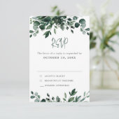 Emerald Greenery Eucalyptus Botanical Wedding RSVP Kaartje (Staand voorkant)