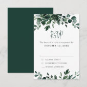 Emerald Greenery Eucalyptus Botanical Wedding RSVP Kaartje (Voorkant / Achterkant)