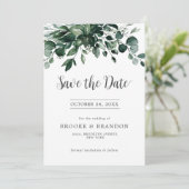 Emerald Greenery Eucalyptus Botanical Wedding Save The Date (Staand voorkant)