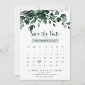 Emerald Greenery Eucalyptus Botanical Wedding Save The Date (Voorkant)