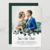 Emerald Greenery Eucalyptus Botanical Wedding Save The Date (Voorkant / Achterkant)