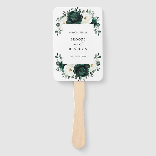 Emerald Greenery Eucalyptus Floral Wedding Program Handwaaier (Voorkant)