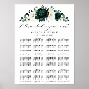 Emerald Greenery Eucalyptus Wedding Seating Chart Poster