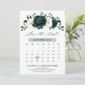 Emerald Greenery Eucalyptus White Floral Calendar Save The Date (Staand voorkant)
