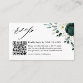 Emerald Greenery Eucalyptus White Floral QR code Informatiekaartje (Voorkant)