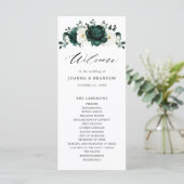Emerald Greenery Eucalyptus White Floral Wedding Programma (Staand voorkant)