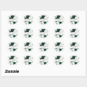 Emerald Greenery Eucalyptus White Floral Wedding Ronde Sticker (Vel)