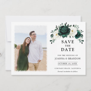 Emerald Greenery Eucalyptus White Floral Wedding Save The Date