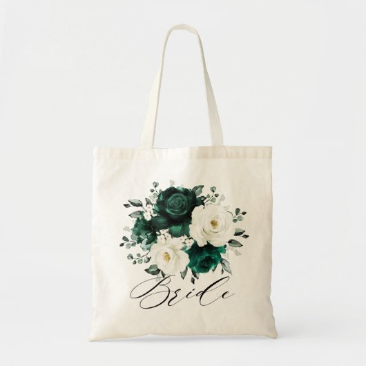 Emerald Greenery Eucalyptus White Floral Wedding Tote Bag (Voorkant)