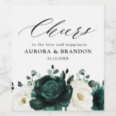 Emerald Greenery Eucalyptus White Floral Wedding Wijn Etiket (Enkel label)