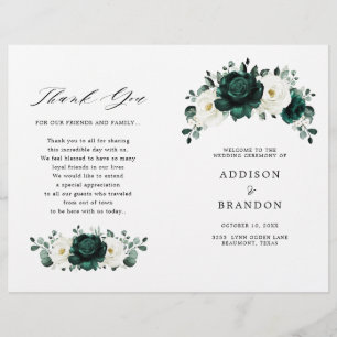 Emerald Greenery Eucalyptus White Wedding Programm