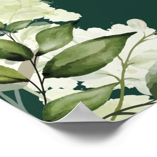 Emerald Greenery Floral Mariage Affiche de bienven (Coin)