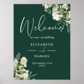 Emerald Greenery Floral Mariage Affiche de bienven (Devant)