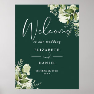 Emerald Greenery Floral Mariage Affiche de bienven