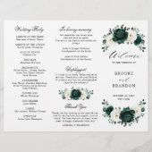 Emerald Greenery Floral Mariage Tri-Fold Programme (Devant)