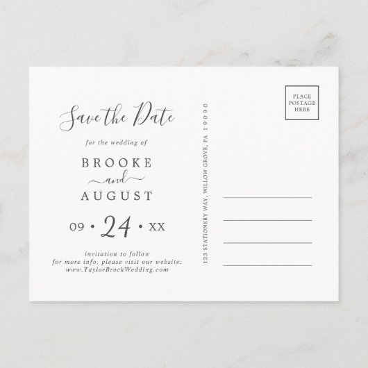 Emerald Greenery Foto Save the Date Uitnodiging Briefkaart (Achterkant)