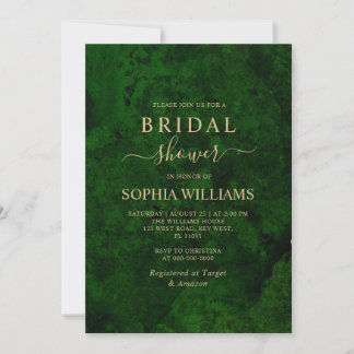 Emerald Greenery & Gold Bridal Shower Invitation Kaart
