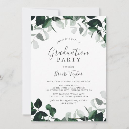 Emerald Greenery Graduation Party Kaart (Voorkant)