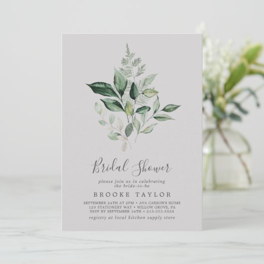 Emerald Greenery | Grijze Vrijgezellenfeest Kaart (Staand voorkant)