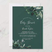 Emerald Greenery | Groen Baby shower Kaart (Voorkant)
