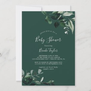 Emerald Greenery Groen Baby shower Kaart