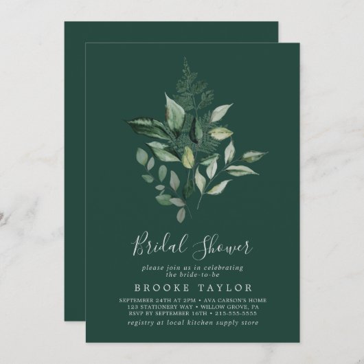 Emerald Greenery | Groen Vrijgezellenfeest Kaart (Voorkant / Achterkant)