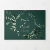Emerald Greenery | Groene foto QR-code bruiloft Drieluik Uitnodiging (Cover)