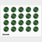 Emerald Greenery | Groene monogram envelop Ronde Sticker (Vel)