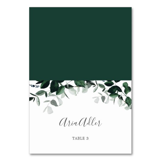 Emerald Greenery Guest Name Wedde Place Card Kaart (Voorkant)