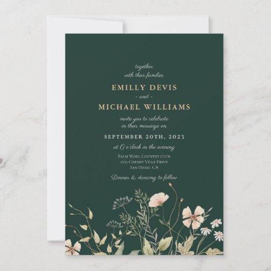 Emerald Greenery in één bruiloft Kaart (Voorkant)