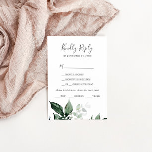 Emerald Greenery Menu Choice Wedding RSVP Kaart