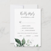 Emerald Greenery Menu Choice Wedding RSVP Kaart (Voorkant)