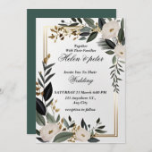 Emerald Greenery or Elegant Wedding Invitation (Devant / Derrière)