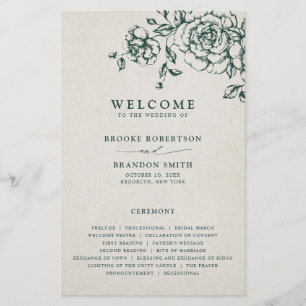 Emerald Greenery Programme Vintage de mariage bota